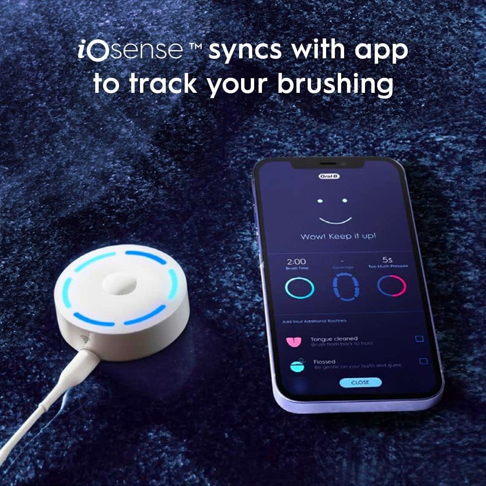 Oral-B • iO Series 10 • Rechargeable Electric Toothbrush with Visible Pressure Sensor to Protect Gums • 2 Min Timer • 2 Colors • 7 Cleaning Settings • 4 Replacement Toothbrush Heads • Charging Travel •