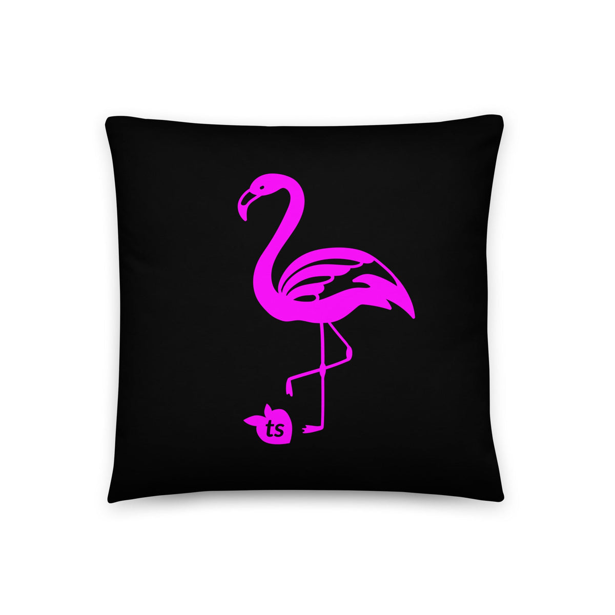tsgabrielle® • Flamant 🦩 Rose • Pillows • Black • 3 Sizes • 18″×18″ Black Polyester