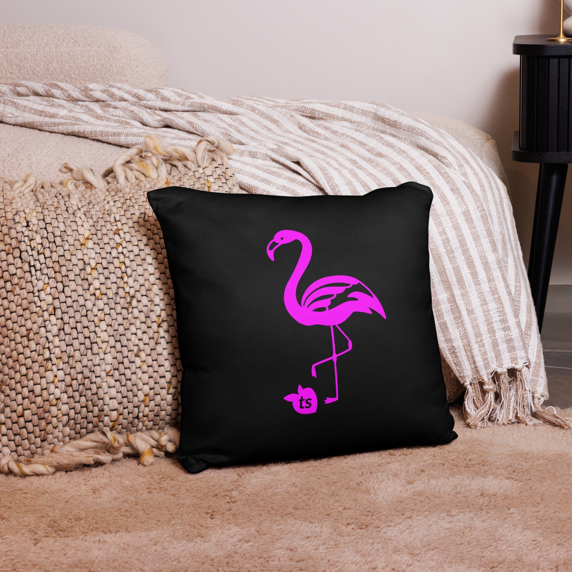 tsgabrielle® • Flamant 🦩 Rose • Pillows • Black • 3 Sizes •