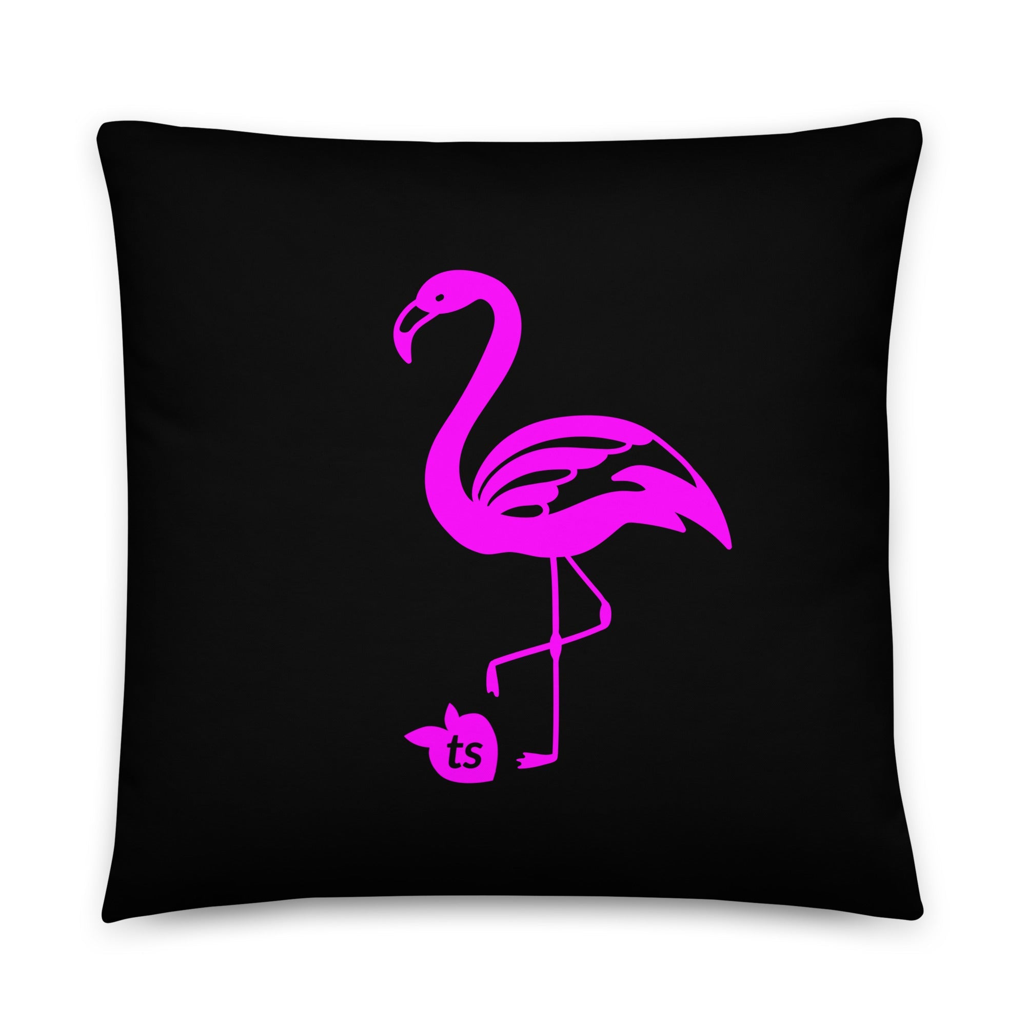 tsgabrielle® • Flamant 🦩 Rose • Pillows • Black • 3 Sizes • 22″×22″ Black Polyester
