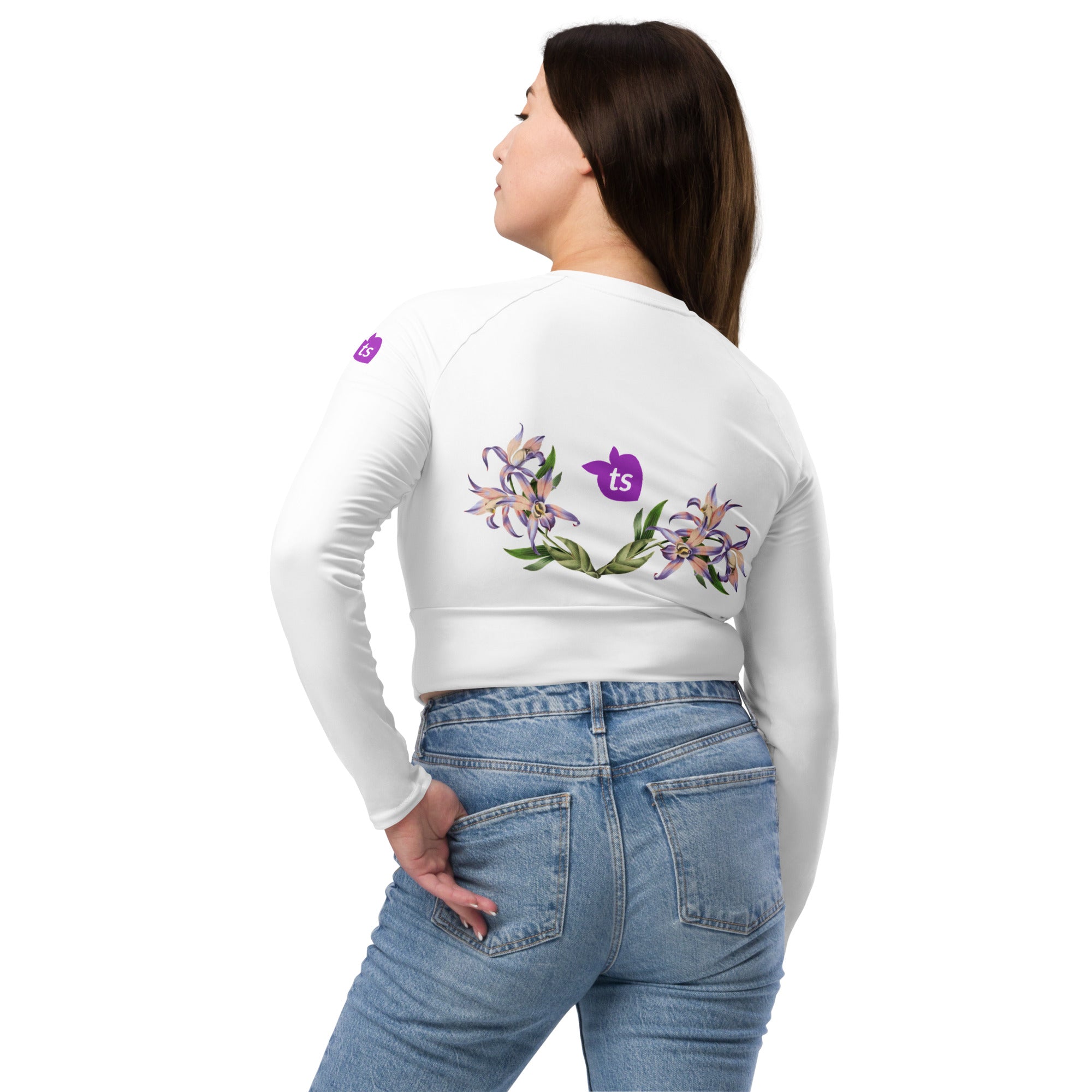 tsgabrielle® • For Her 👗 • TransFLOWer • Long-Sleeve Crop Top • White •
