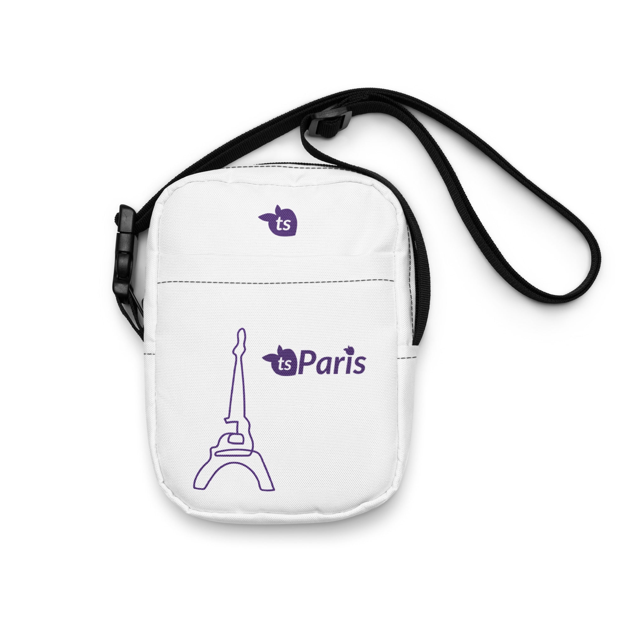 tsgabrielle® • Paris - La Tour Eiffel • Utility Crossbody Bag • White • White Polyester Zipper