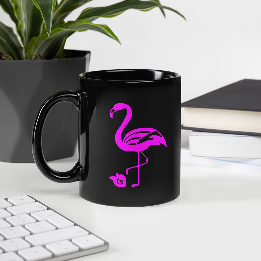 tsgabrielle • Flamant Rose • Glansig mugg • Svart • Keramik • 2 storlekar