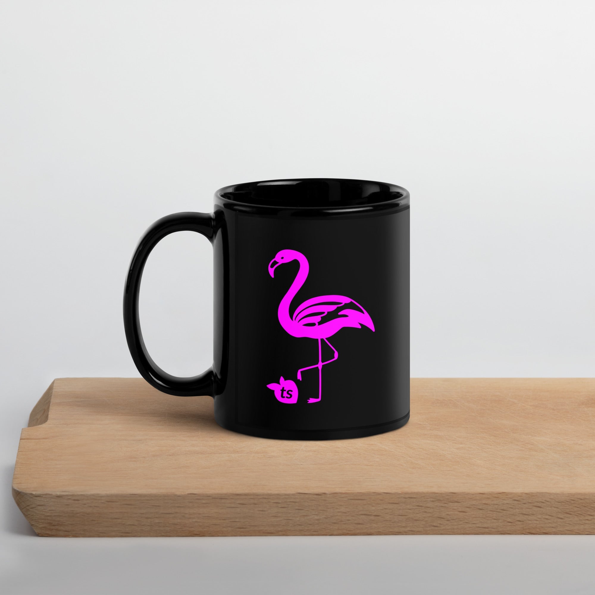 tsgabrielle • Flamant Rose • Glansig mugg • Svart • Keramik • 2 storlekar