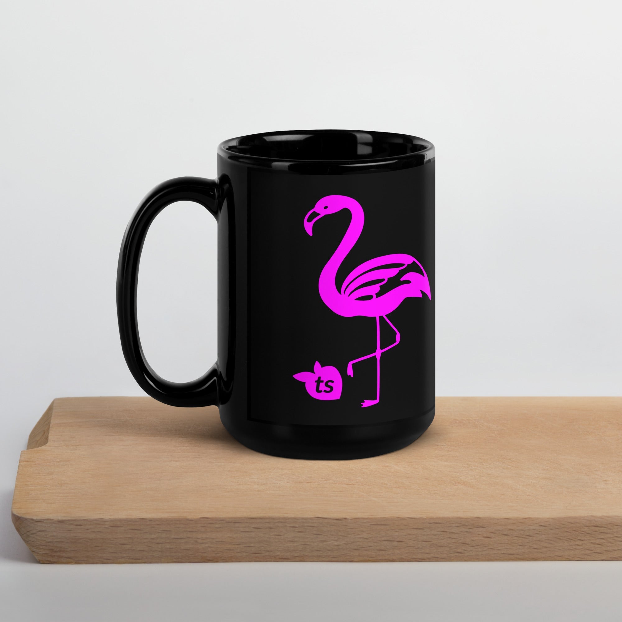 tsgabrielle • Flamant Rose • Glansig mugg • Svart • Keramik • 2 storlekar