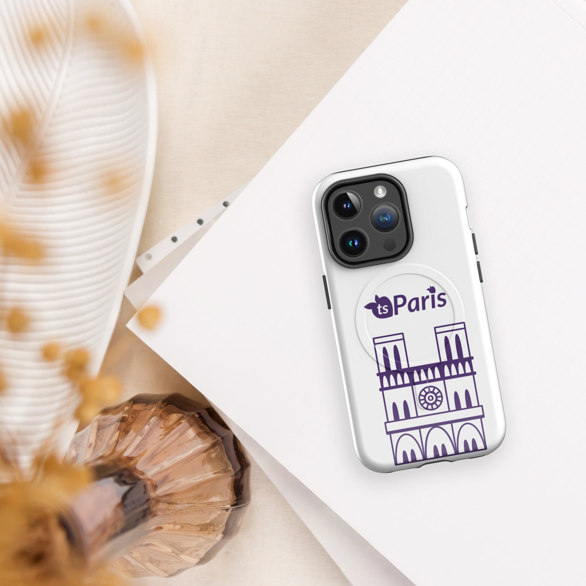 tsgabrielle® • Paris - Notre-Dame Cathedral • Tough Case Compatible with iPhone® • White • MagSafe® • Latest Models •