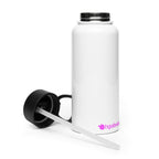 tsgabrielle® • Flamant Rose • Water Bottle with a Straw Lid • Stainless Steel • White • 950 ml