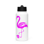 tsgabrielle® • Flamant Rose • Water Bottle with a Straw Lid • Stainless Steel • White • 950 ml