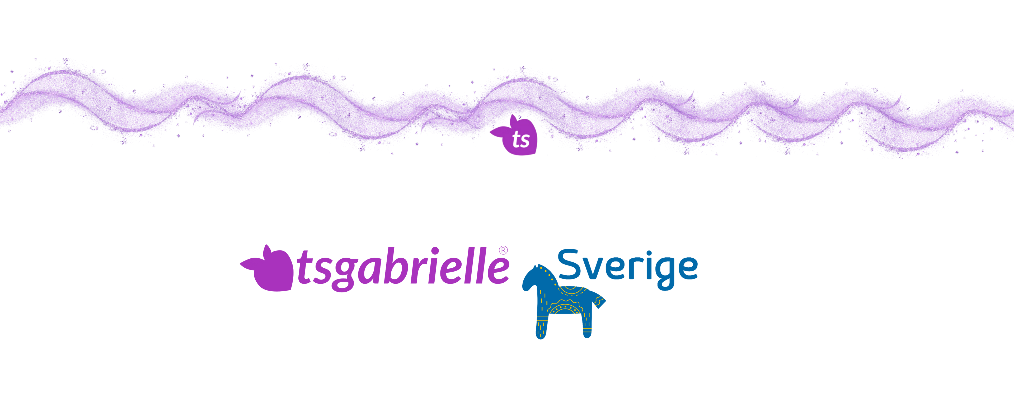 Logo with 'ts gabrielle Sverige' text and a purple wave design on a white background