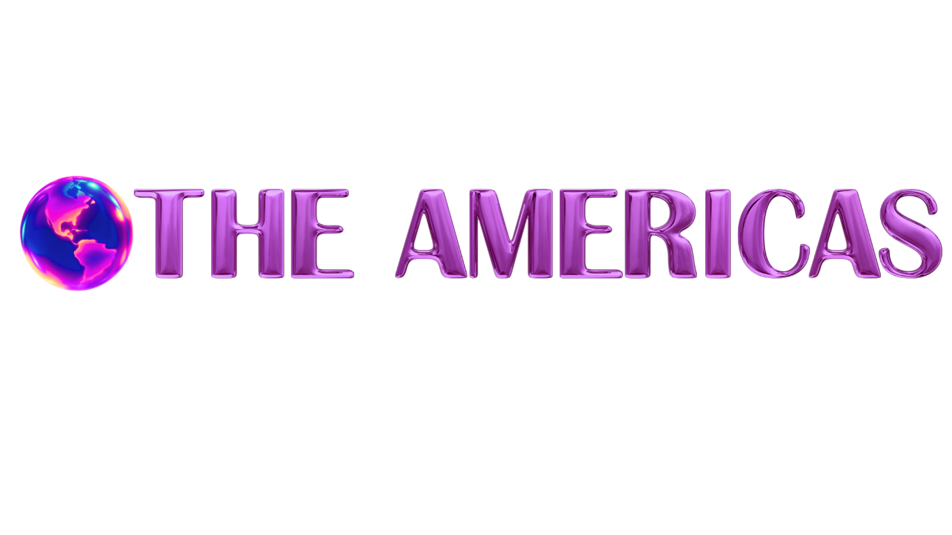 Logo for 'The Americas' with a purple color scheme and globe icon on a white background