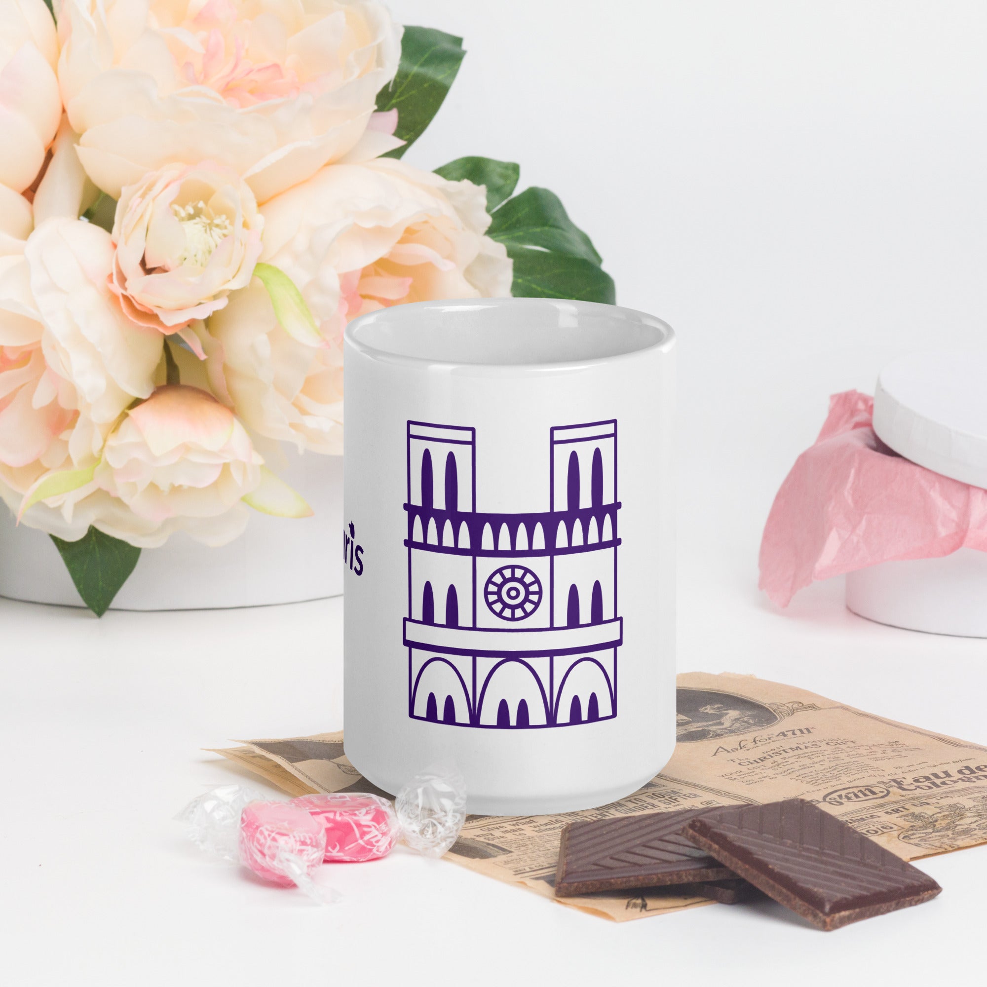 tsgabrielle® • Paris - Notre-Dame-katedralen • Glansig mugg • Vit • Keramik • 3 storlekar